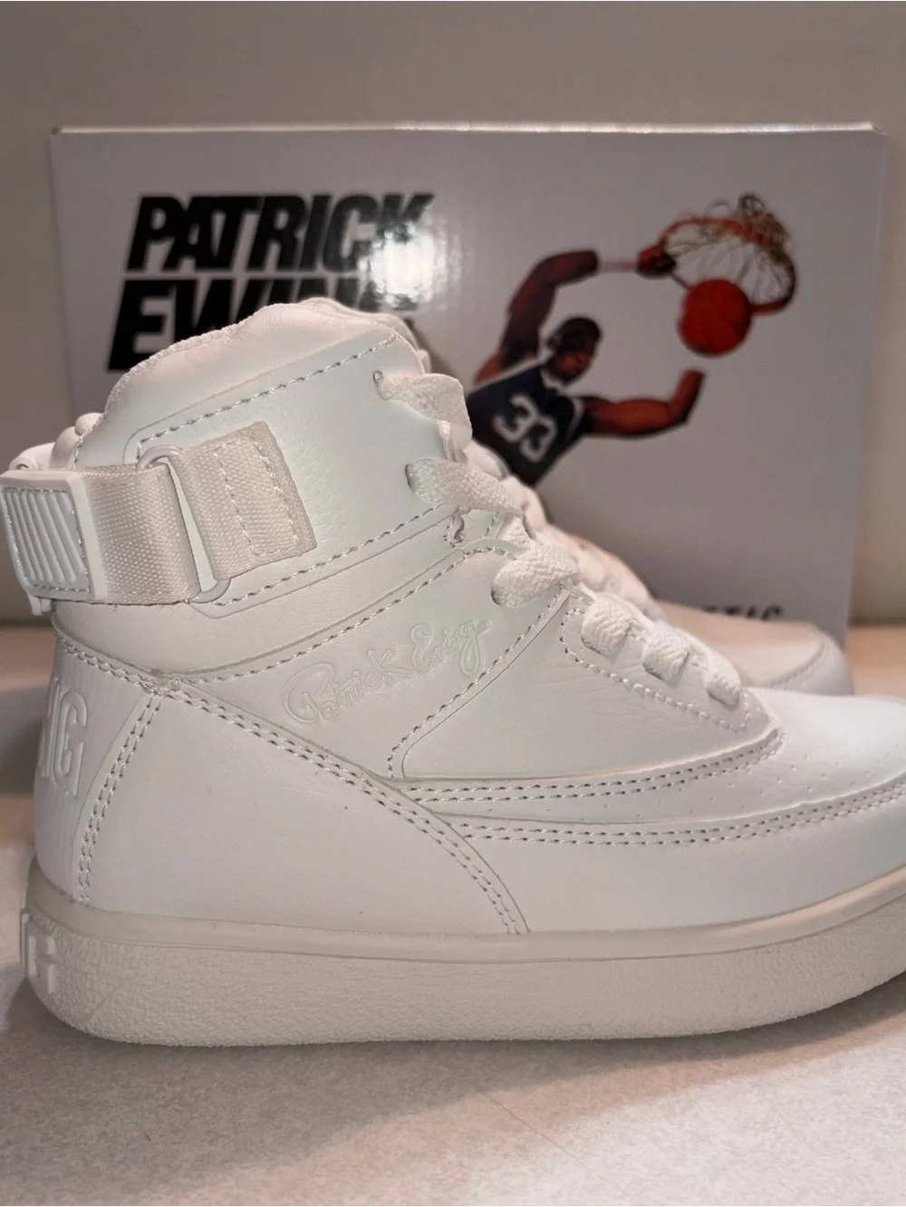 Patrick Ewing Kids All-White Basketball Sneakers